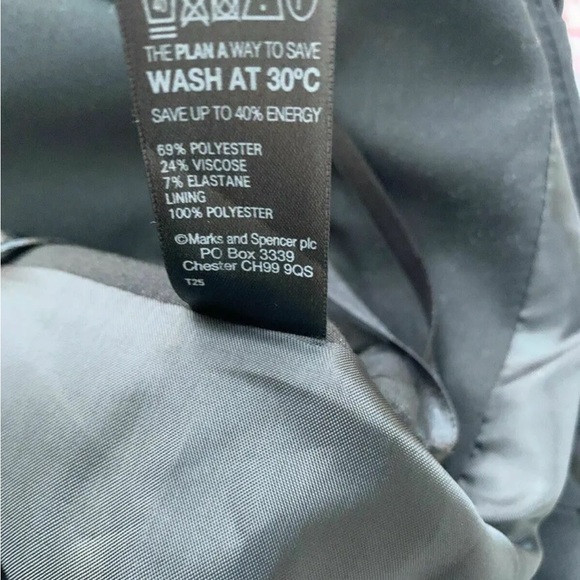 M&S Autograph Black Straight Ruched Skirt Size 12 Wrap Tailored Office - Picture 6 of 7